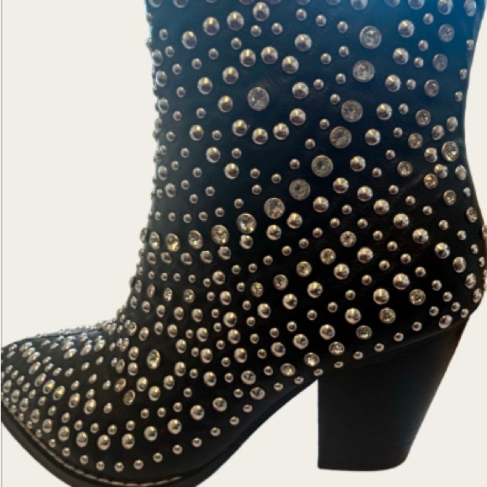 Black Studded Heeled Boots